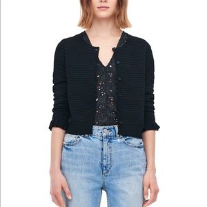 Rebecca Taylor Black Pointelle Mix Cardigan NWT